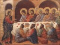 Aparición mientras los Apóstoles están en la mesa Escuela de Siena Duccio